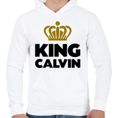 PRINTFASHION King calvin - Férfi kapucnis pulóver - Fehér