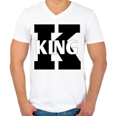 PRINTFASHION King  - Férfi V-nyakú póló - Fehér