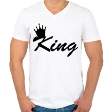 PRINTFASHION king - Férfi V-nyakú póló - Fehér