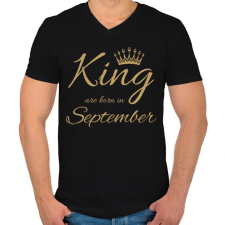 PRINTFASHION king - Férfi V-nyakú póló - Fekete férfi póló
