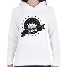 PRINTFASHION King - Női kapucnis pulóver - Fehér női pulóver, kardigán
