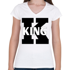 PRINTFASHION King  - Női V-nyakú póló - Fehér női póló