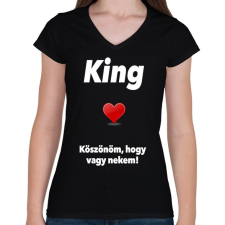 PRINTFASHION King - Női V-nyakú póló - Fekete női póló
