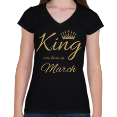 PRINTFASHION king - Női V-nyakú póló - Fekete
