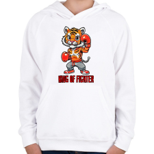 PRINTFASHION King of Fighter - Gyerek kapucnis pulóver - Fehér gyerek pulóver, kardigán
