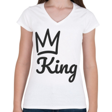 PRINTFASHION King - Páros minta - Női V-nyakú póló - Fehér női póló