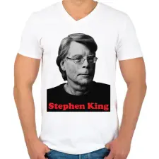 PRINTFASHION King portré - Férfi V-nyakú póló - Fehér férfi póló