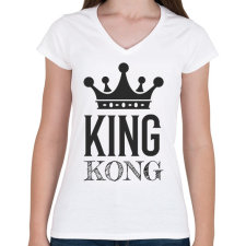 PRINTFASHION KINGKONG - Női V-nyakú póló - Fehér női póló
