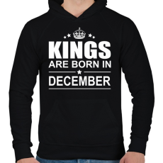 PRINTFASHION Kings are born in December - Férfi kapucnis pulóver - Fekete