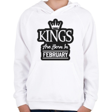 PRINTFASHION KINGS are born in February - fekete - Gyerek kapucnis pulóver - Fehér gyerek pulóver, kardigán