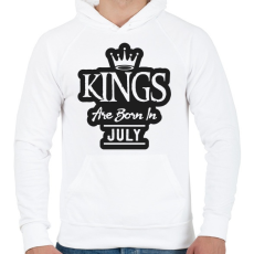 PRINTFASHION KINGS are born in July - fekete - Férfi kapucnis pulóver - Fehér