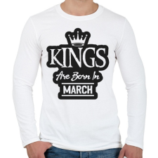 PRINTFASHION KINGS are born in March - fekete - Férfi hosszú ujjú póló - Fehér férfi póló