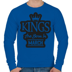 PRINTFASHION KINGS are born in March - fekete - Férfi pulóver - Királykék