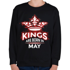 PRINTFASHION Kings are born in May - Gyerek pulóver - Fekete