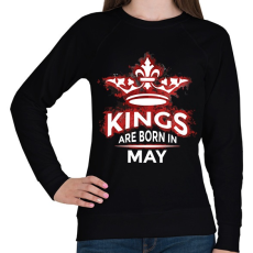 PRINTFASHION Kings are born in May - Női pulóver - Fekete