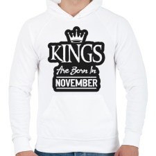 PRINTFASHION KINGS are born in November - fekete - Férfi kapucnis pulóver - Fehér férfi pulóver, kardigán