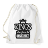 PRINTFASHION KINGS are born in November - fekete - Sportzsák, Tornazsák - Fehér