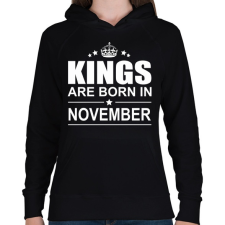 PRINTFASHION Kings are born in November - Női kapucnis pulóver - Fekete női pulóver, kardigán