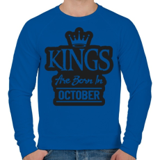 PRINTFASHION KINGS are born in October - fekete - Férfi pulóver - Királykék