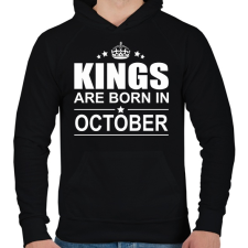 PRINTFASHION Kings are born in October - Férfi kapucnis pulóver - Fekete férfi pulóver, kardigán