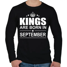 PRINTFASHION Kings are born in September - Férfi hosszú ujjú póló - Fekete