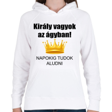 PRINTFASHION Király vagyok az ágyban - Női kapucnis pulóver - Fehér női pulóver, kardigán