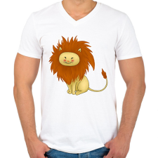 PRINTFASHION Kis oroszlán - Férfi V-nyakú póló - Fehér férfi póló