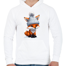 PRINTFASHION kis róka - Férfi kapucnis pulóver - Fehér
