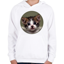 PRINTFASHION Kiscica - Gyerek kapucnis pulóver - Fehér gyerek pulóver, kardigán