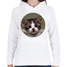 PRINTFASHION Kiscica - Női kapucnis pulóver - Fehér női pulóver, kardigán