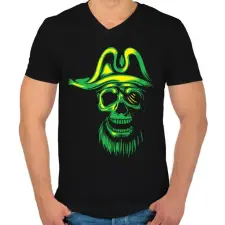 PRINTFASHION Kísértet kalóz - Férfi V-nyakú póló - Fekete férfi póló