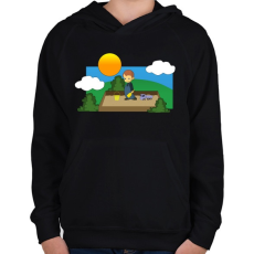 PRINTFASHION kisfiú - Gyerek kapucnis pulóver - Fekete