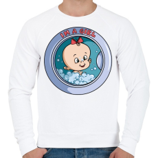 PRINTFASHION Kislány a mosógépben - Férfi pulóver - Fehér