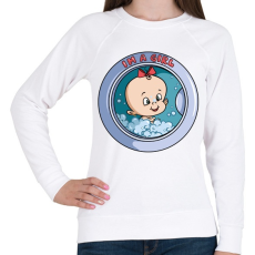 PRINTFASHION Kislány a mosógépben - Női pulóver - Fehér