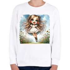 PRINTFASHION Kislány a tavaszi réten - Gyerek pulóver - Fehér gyerek pulóver, kardigán