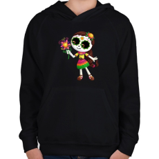 PRINTFASHION Kislány - Day of the Dead - Gyerek kapucnis pulóver - Fekete