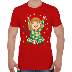 PRINTFASHION Kislány égősorral - Férfi póló - Piros