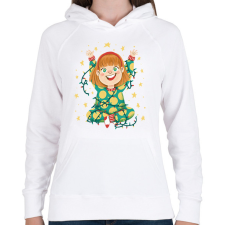 PRINTFASHION Kislány égősorral - Női kapucnis pulóver - Fehér női pulóver, kardigán