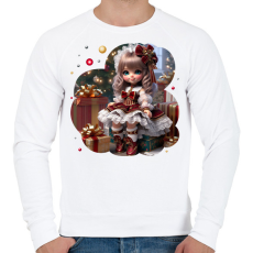 PRINTFASHION Kislány karácsonyi ruhában - Férfi pulóver - Fehér