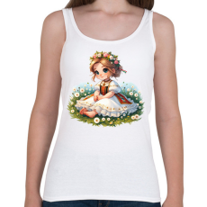 PRINTFASHION Kislány népviseletben a tavaszi virágos réten - Női atléta - Fehér