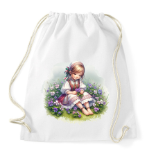 PRINTFASHION Kislány népviseletben - Sportzsák, Tornazsák - Fehér tornazsák