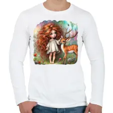 PRINTFASHION Kislány őzikével - Férfi hosszú ujjú póló - Fehér férfi póló