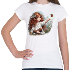 PRINTFASHION Kislány pillangóval - Női póló - Fehér