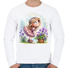 PRINTFASHION Kislány tavaszi ibolyával - Férfi pulóver - Fehér férfi pulóver, kardigán