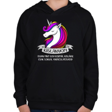 PRINTFASHION Kislányom unikornis - Gyerek kapucnis pulóver - Fekete gyerek pulóver, kardigán