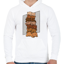 PRINTFASHION Kismackók - Férfi kapucnis pulóver - Fehér férfi pulóver, kardigán