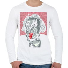 PRINTFASHION KISS: Einstein - Férfi hosszú ujjú póló - Fehér