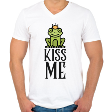 PRINTFASHION KISS ME - Férfi V-nyakú póló - Fehér férfi póló
