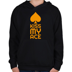 PRINTFASHION Kiss my ace - Gyerek kapucnis pulóver - Fekete
