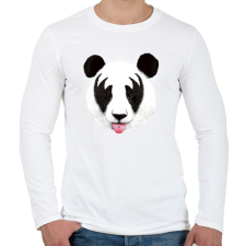 PRINTFASHION Kiss of a panda - Férfi hosszú ujjú póló - Fehér férfi póló